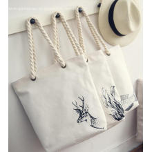 Bolso de lona blanco de verano, bolso de mano con estampado de colores frescos para mujer y niña, bolso de hombro, Bolsa informal, bolsas de compras